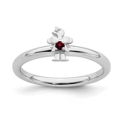 Garnet Girl Ring Sterling Silver Rhodium-plated QSK1923, MPN: QSK1923, 191101720253