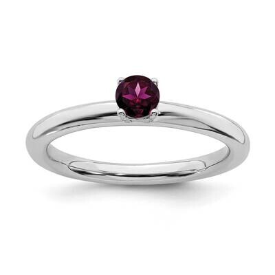 Rhodolite Garnet Ring Sterling Silver Rhodium-plated QSK1904, MPN: QSK1904, 191101719158