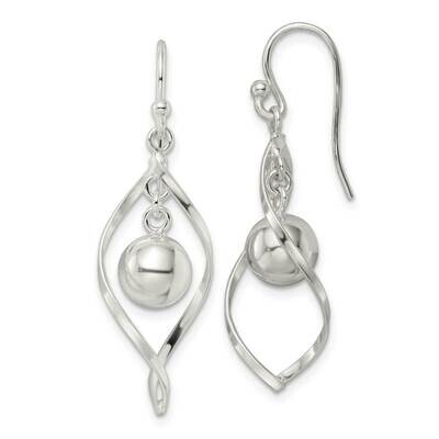 Twist and Ball Dangle Shepherd Hook Earrings Sterling Silver QE16062, MPN: QE16062, 196904150238