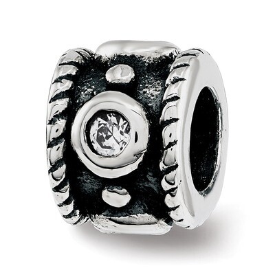 CZ Rope Kids Bead Sterling Silver QRS3819, MPN: QRS3819,