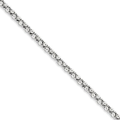 Triangle Link Bracelet Sterling Silver Diamond QDX1134, MPN: QDX1134, 883957355191