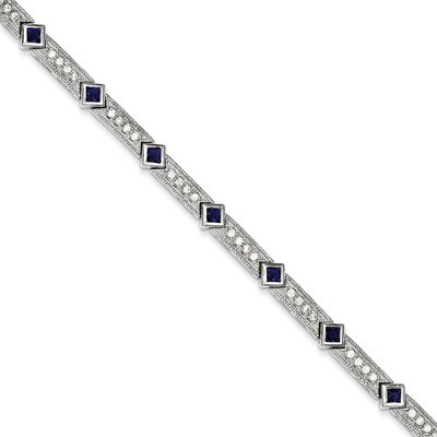 Blue and Clear Diamond Bracelet Sterling Silver QX436CZ, MPN: QX436CZ, 883957261645
