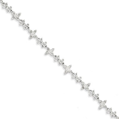 Butterfly &amp; Fancy Bows Bracelet Diamonds Sterling Silver QDX1068, MPN: QDX1068, 883957432830