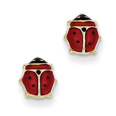 Enameled Ladybug Post Earrings 14k Gold XAC855, MPN: XAC855, 886774122885