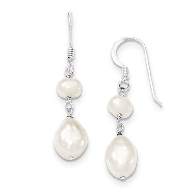 Pearl Dangle Earrings Sterling Silver Cultured QE5431, MPN: QE5431, 191101189272