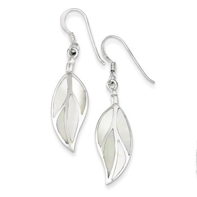 Mother of Pearl Leaf Earrings Sterling Silver QE2665, MPN: QE2665, 883957924274