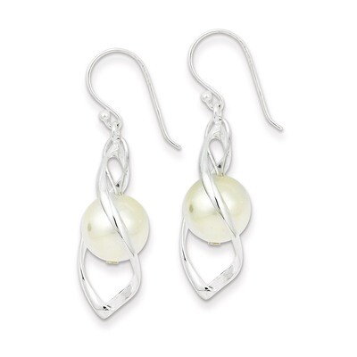Twist Dangle Simulated Pearl Earrings Sterling Silver QE8960, MPN: QE8960, 883957581699