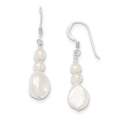 Pearl Dangle Earrings Sterling Silver Cultured QE5422, MPN: QE5422, 883957217543