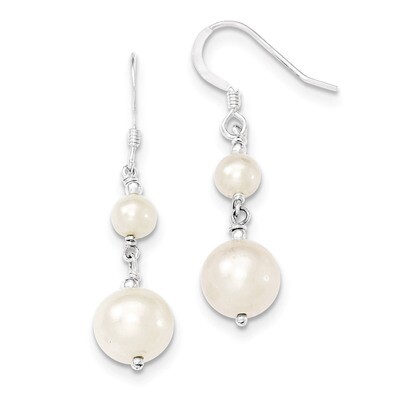 Cultured Pearl Dangle Earrings Sterling Silver Polished QE9364, MPN: QE9364, 883957577449
