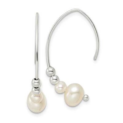 Glass Pearl Dangle Earrings Sterling Silver Polished QE16654, MPN: QE16654, 196904166079