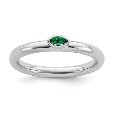 Created Emerald Ring Sterling Silver QSK2128, MPN: QSK2128, 191101211096