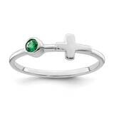 Cross Lab Created Emerald Ring Sterling Silver Rhodium-Plated Polished QBR33MAY, MPN: QBR33MAY,