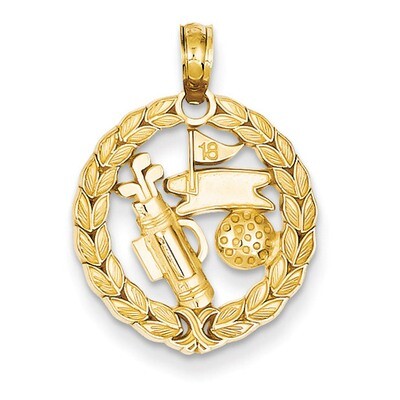 Golf Theme Pendant 14k Gold Solid Polished C2622, MPN: C2622, 637218076260