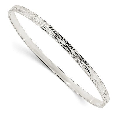 Slip-on Bangle Sterling Silver Diamond Cut QB1084, MPN: QB1084, 886774038032
