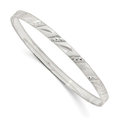 Slip-on Bangle Sterling Silver Diamond Cut QB1081, MPN: QB1081, 883957175553