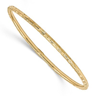 Yellow Gold Diamond -cut Slip on Bangle 14k Gold DB613, MPN: DB613, 886774615745