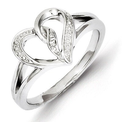Heart Ring Sterling Silver Diamond QR5707, MPN: QR5707, 883957284262