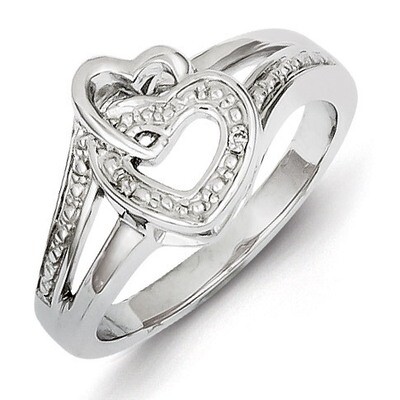 Heart Ring Sterling Silver Diamond QR5664, MPN: QR5664, 883957284330