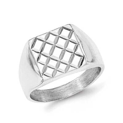Diamond-Pattern Ring Sterling Silver Polished QR6357, MPN: QR6357,