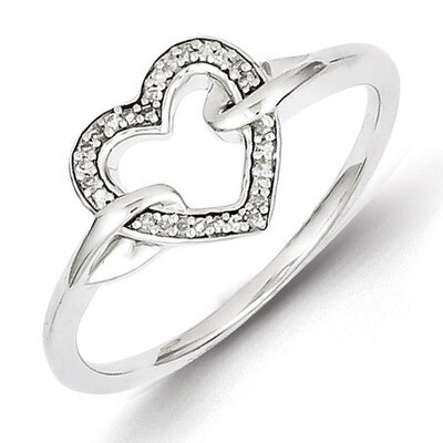 Heart Ring Sterling Silver Diamond QR5689, MPN: QR5689, 883957440545