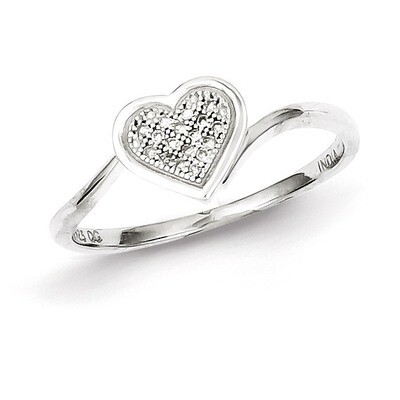 Heart Ring Sterling Silver Diamond QR5627, MPN: QR5627, 883957440477