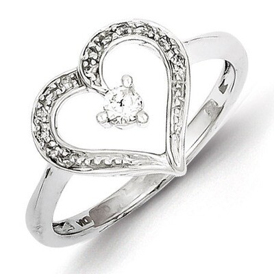 Open Heart Ring Sterling Silver Diamond QR5698, MPN: QR5698, 883957440576