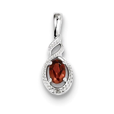 Garnet &amp; Diamond January Pendant Sterling Silver QBPD18JAN, MPN: QBPD18JAN, 883957431390