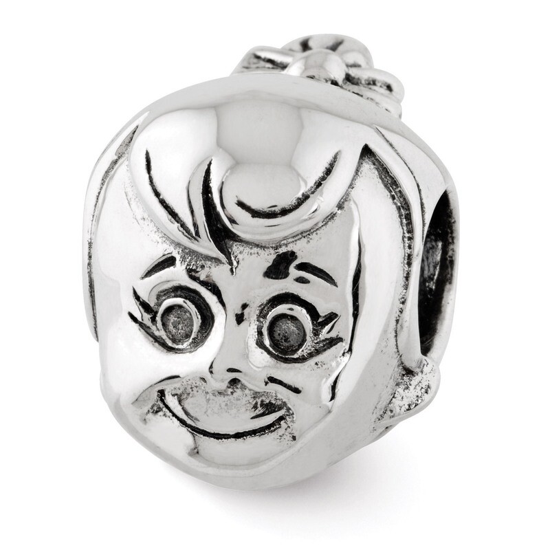 Little Girl&#39;s Head Bead - Sterling Silver QRS2983, MPN: QRS2983, 886774991498