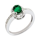 May Created Emerald Ring Sterling Silver Diamond QBR10MAY, MPN: QBR10MAY, 886774673523