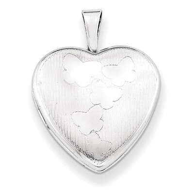 Butterflies Heart Locket Sterling Silver QLS633