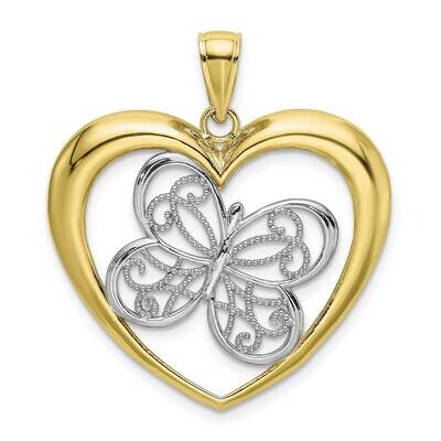 Butterfly In Heart Charm 10k Gold &amp; Rhodium 10K9370, MPN: 10K9370,