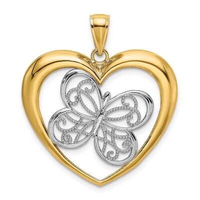 Butterfly In Heart Charm 14k Gold Rhodium K3247, MPN: K3247, 637218131822