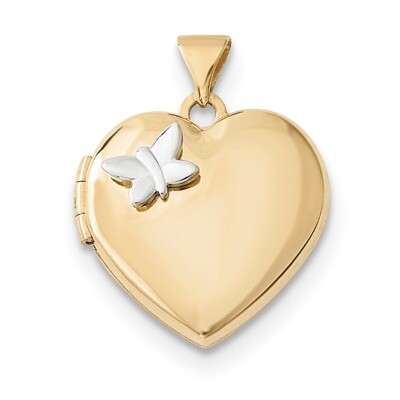 18mm Heart with Butterfly Locket 14k Two-Tone Gold XL689, MPN: XL689, 191101079672