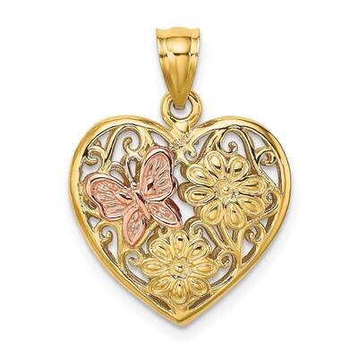 3-D Heart with Butterfly Reversible Charm 14k Two-tone Gold K9304, MPN: K9304, 637218095377