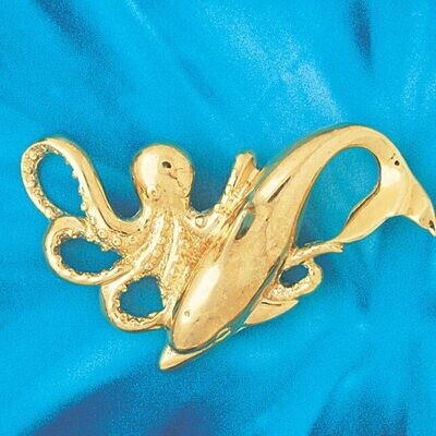 Dazzlers Jewelry Octopus and Dolphin Slide Pendant Necklace Charm Bracelet in Yellow, White or Rose…