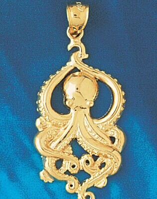 Dazzlers Jewelry Octopus Pendant Necklace Charm Bracelet in Yellow, White or Rose Gold 341, MPN: DZ…