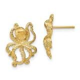 Polished Octopus Post Earrings 14k Gold 2-D TE769, MPN: TE769, 637218013661