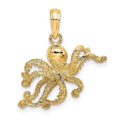 Textured Octopus Charm 14k Gold 2-D K7432, MPN: K7432, 637218011155