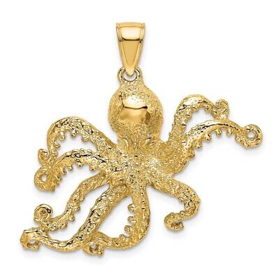Textured Octopus Charm 14k Gold 2-D K7430, MPN: K7430, 637218011131