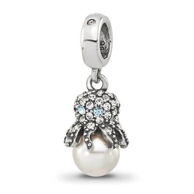 CZ &amp; Freshwater Cultured Pearl Octopus Bead Sterling Silver QRS4289, MPN: QRS4289,
