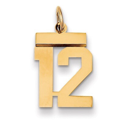 Number 12 Charm 14k Gold Small Polished LS12, MPN: LS12, 883957033297