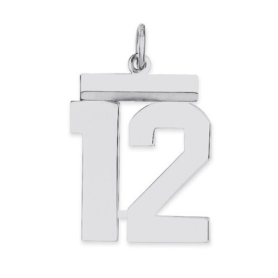 Pendant Number 12 Polished Sterling Silver Medium QMS12, MPN: QMS12, 191101277856