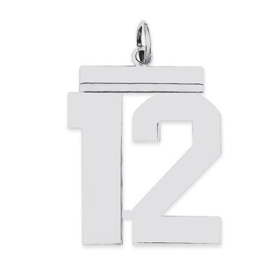 Charm Number 12 Polished Sterling Silver Large QPL12, MPN: QPL12, 191101280634