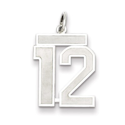 Pendant Number 12 Satin Sterling Silver Medium QPM12, MPN: QPM12, 883957126364