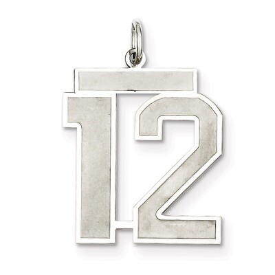 Pendant Number 12 Satin Sterling Silver Large QPP12, MPN: QPP12, 191101281518
