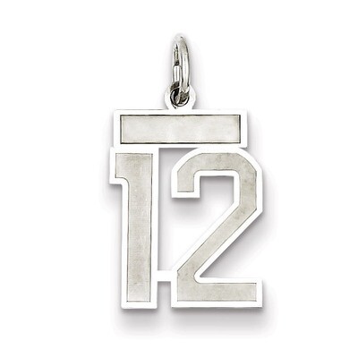 Charm Number 12 Satin Sterling Silver Small QPS12, MPN: QPS12, 191101282416