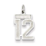 Charm Number 12 Satin Sterling Silver Small QPS12, MPN: QPS12, 191101282416