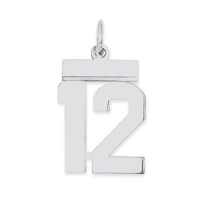 Pendant Number 12 Polished Sterling Silver Small QSS12, MPN: QSS12, 883957100609