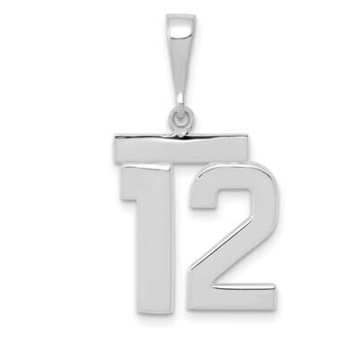Number 12 Charm 14k White Gold Polished Medium WMP12, MPN: WMP12, 196904076170
