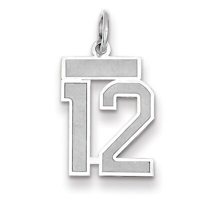 Number 12 Charm Small Satin 14k white Gold WSS12, MPN: WSS12, 883957071015